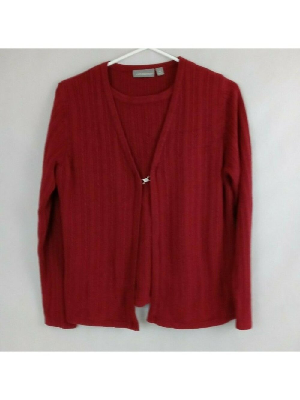 Croft & Barrow Women's Red Layered Cable Knit Blouse Size Medium